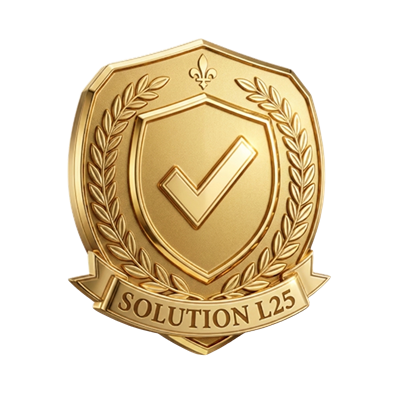 Badge de l'attestation privée Solution L25 de niveau Or